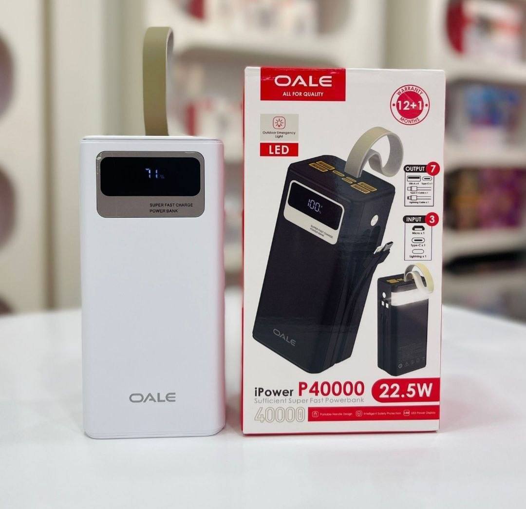 پاوربانک OALE مدل P40000 ظرفیت ۴۰۰۰۰mla
