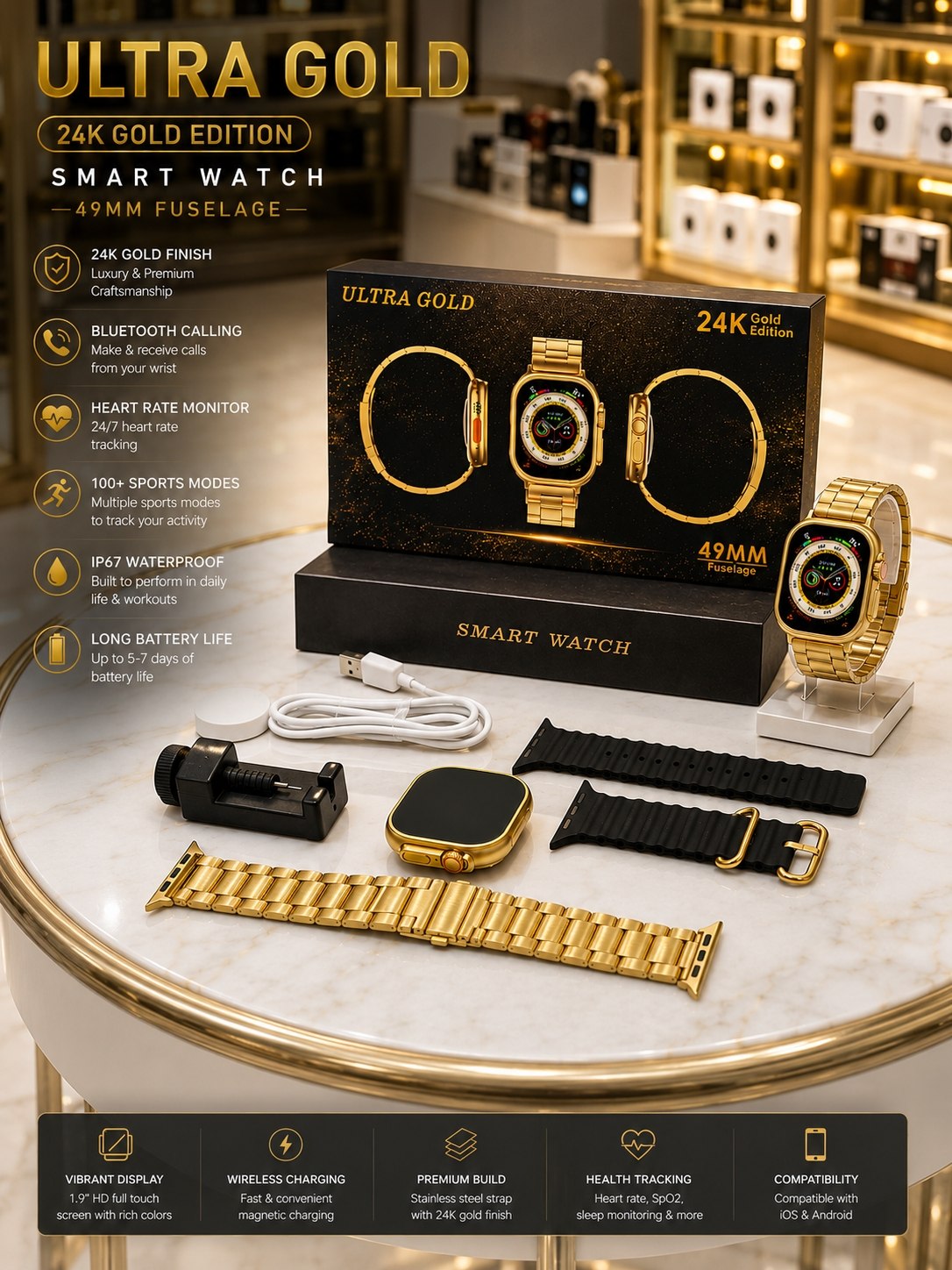 ساعت هوشمند ULTRA مدل Ultra Gold 24K