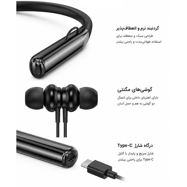 هندزفری گردنی بیسیم AKZ مدل R22 | رمخور با صفحه نمایش دیجیتال و کیفیت صدای عالی