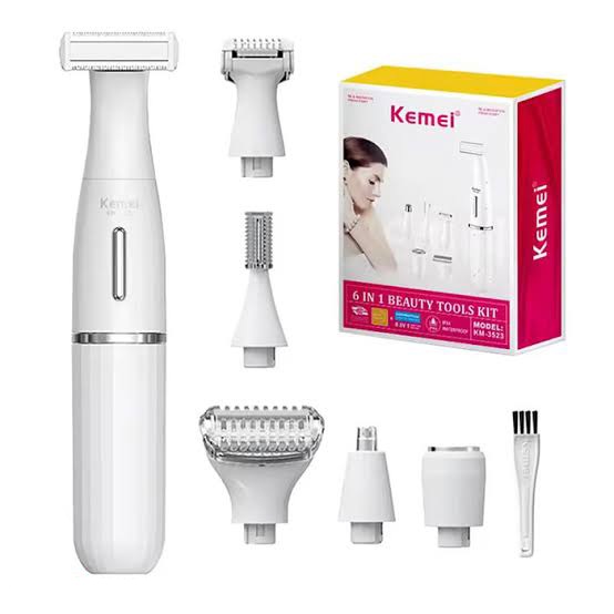 شیور زنانه Kemei مدل KM-3523 | 6 کاره شارژی و برقی ضدآب با سری‌های متنوع اصلاح