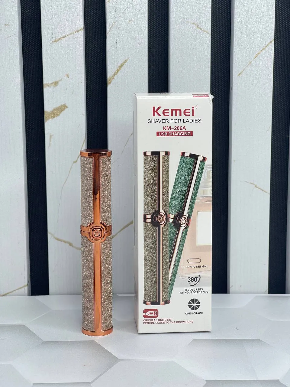 دستگاه اصلاح ابرو Kemei مدل KM-206A | موزن ابرو شارژی و برقی با بدنه اکلیلی