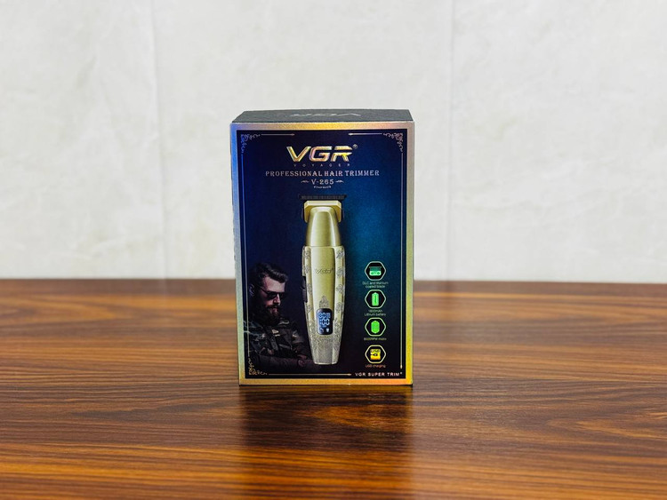 خط زن شارژی VGR مدل V-265 | ماشین اصلاح حرفهای دیجیتالی با بدنه فلزی و موتور 8000 دور