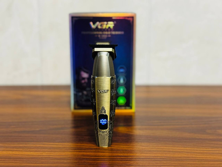 خط زن شارژی VGR مدل V-265 | ماشین اصلاح حرفهای دیجیتالی با بدنه فلزی و موتور 8000 دور