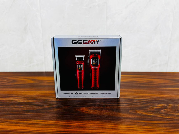 ست ماشین اصلاح حجم زن و خط زن GEEMY مدل GM-8046 | ست حرفهای شارژی با نمایشگر دیجیتال و باتری لیتیومی