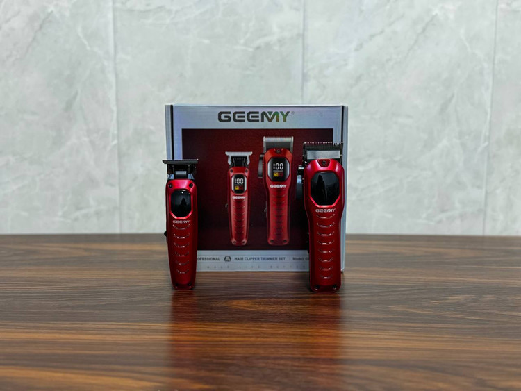 ست ماشین اصلاح حجم زن و خط زن GEEMY مدل GM-8046 | ست حرفهای شارژی با نمایشگر دیجیتال و باتری لیتیومی