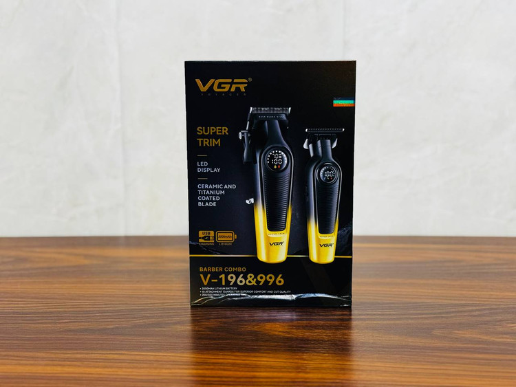 ست ماشین اصلاح حجم زن و خط زن VGR | مدل V-196 و V-996 | ست حرفهای دیجیتالی شارژی مخصوص آرایشگاه