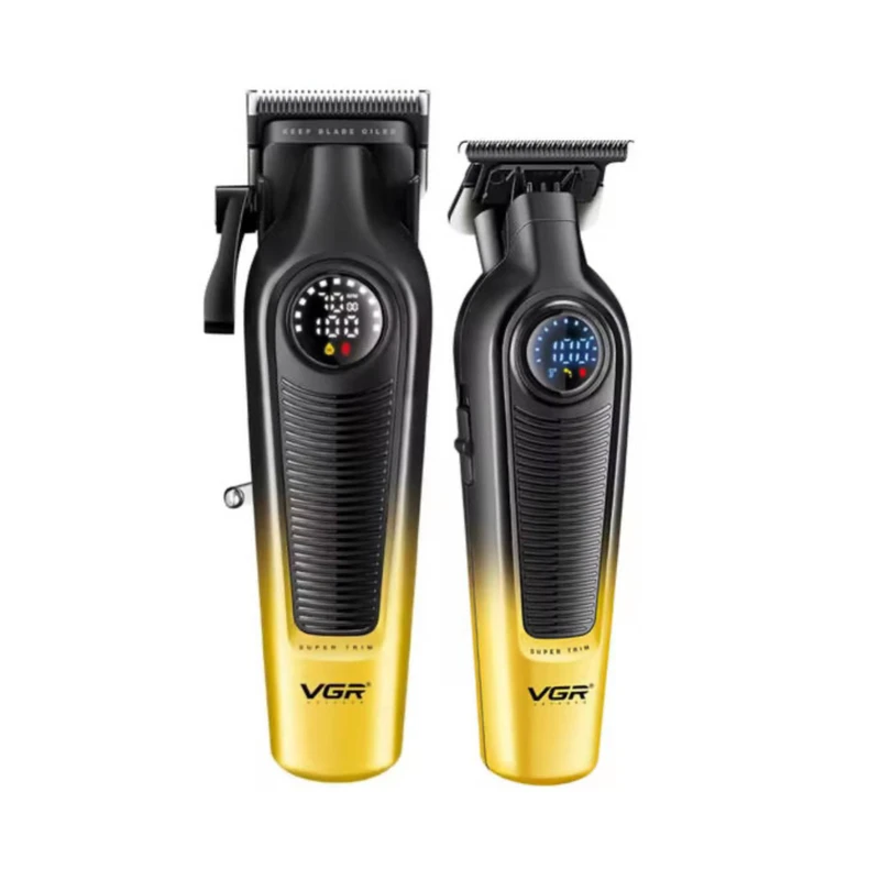 ست ماشین اصلاح حجم زن و خط زن VGR | مدل V-196 و V-996 | ست حرفه‌ای دیجیتالی شارژی مخصوص آرایشگاه