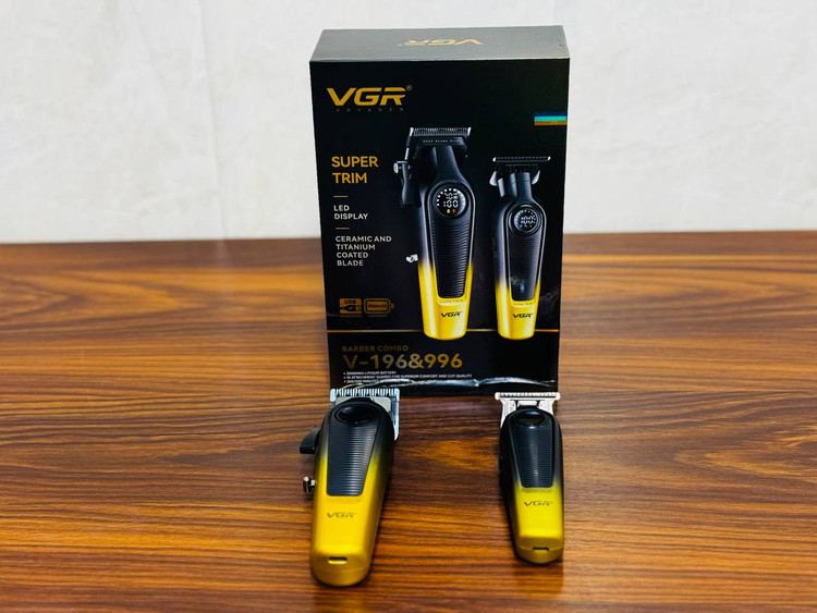 ست ماشین اصلاح حجم زن و خط زن VGR | مدل V-196 و V-996 | ست حرفهای دیجیتالی شارژی مخصوص آرایشگاه