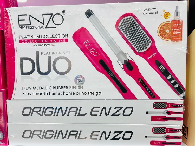 ست برس حرارتی، بابلیس و اتو مو ENZO مدل EN-3955W | دیجیتالی با صفحات سرامیکی و فناوری یونساز