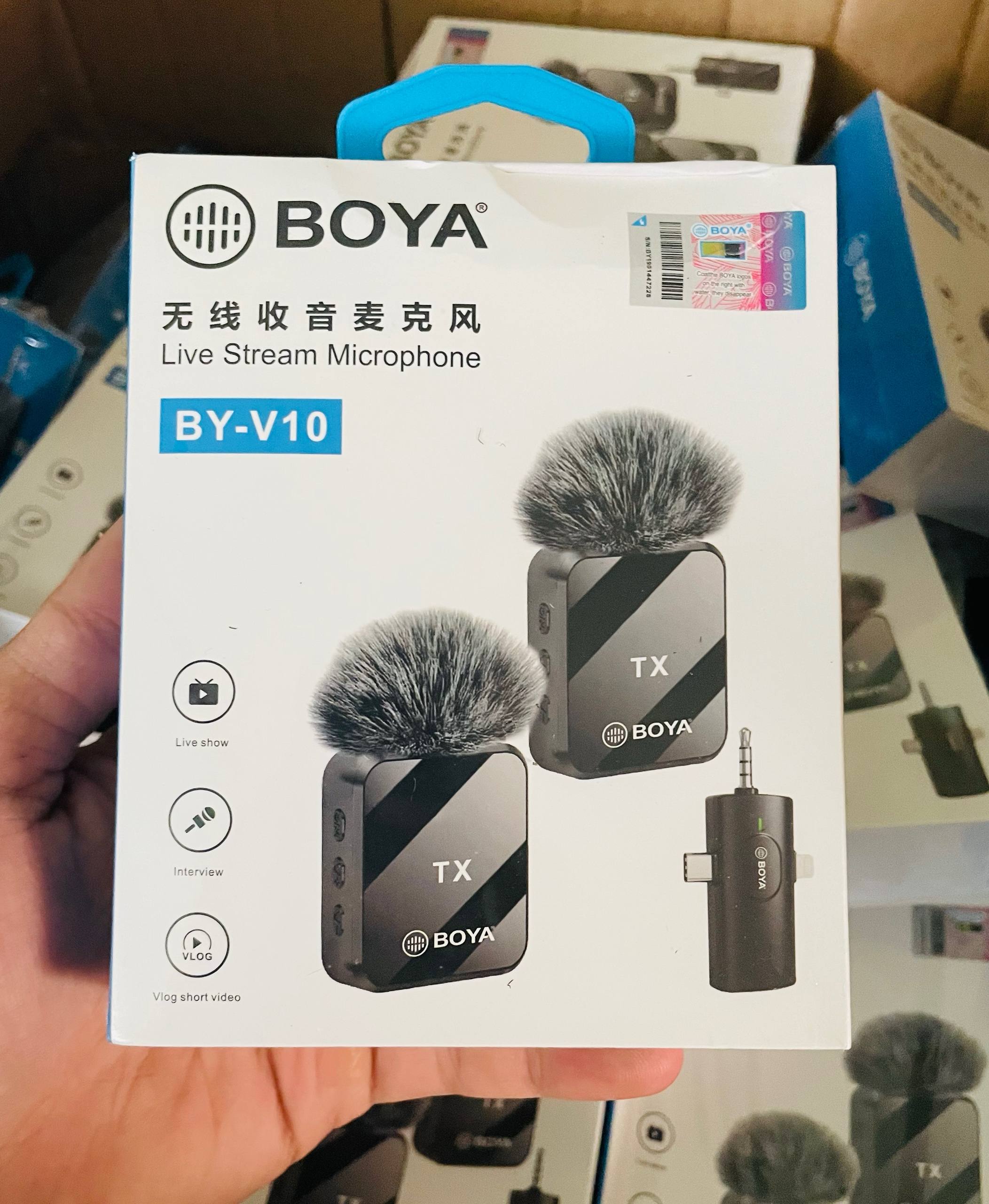 میکروفون بی‌سیم BOYA مدل BU-V10 | میکروفون دو نفره با کیفیت صدای عالی و پشتیبانی AUX، آیفون و Type-C