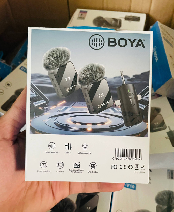 میکروفون بیسیم BOYA مدل BU-V10 | میکروفون دو نفره با کیفیت صدای عالی و پشتیبانی AUX، آیفون و Type-C