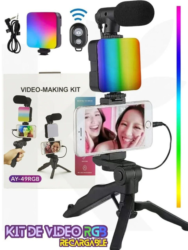 گیم بال مدل AY-49RGB |کیت تولید محتوا و فیلمبرداری دارای میکروفون و رینگ لایت حرفهای