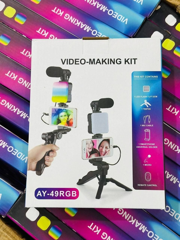 گیم بال مدل AY-49RGB |کیت تولید محتوا و فیلمبرداری دارای میکروفون و رینگ لایت حرفهای
