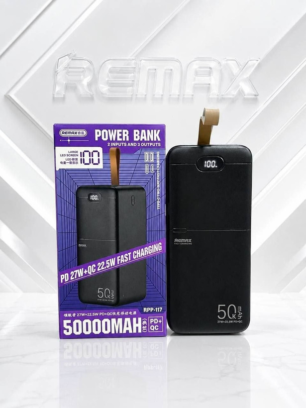 پاوربانک ریمکس REMAX مدل RPP-117 ظرفیت 50000 میلیآمپر ساعت فست شارژ PD 20W و QC 22.5W